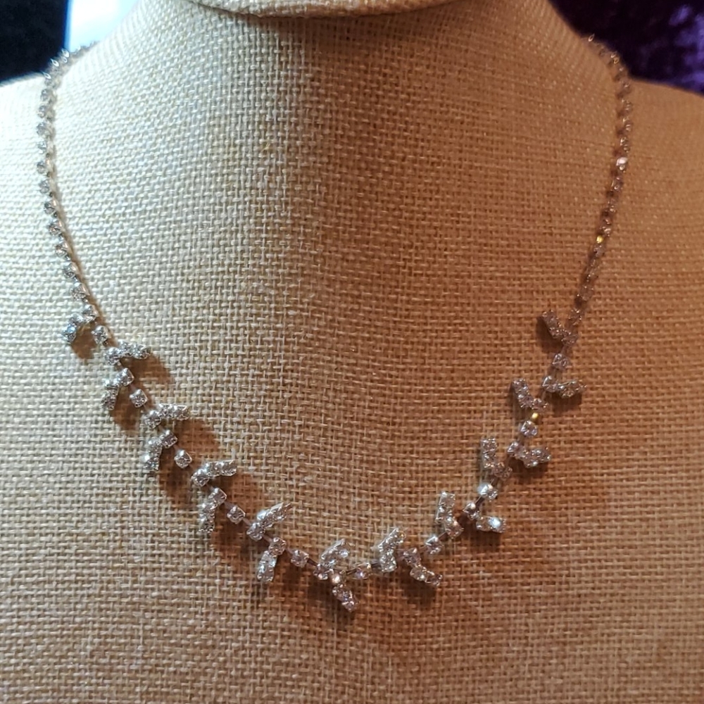 Signed RMN Rhinestone Collar Necklace